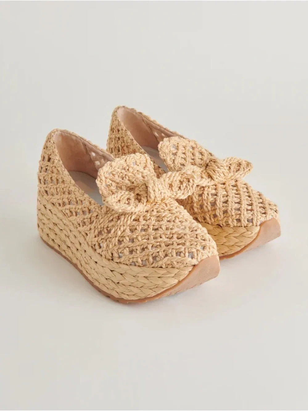 Dolce Vita Jaka Espadrille Wedge Loafers Natural Raffia Bow Size 8.5